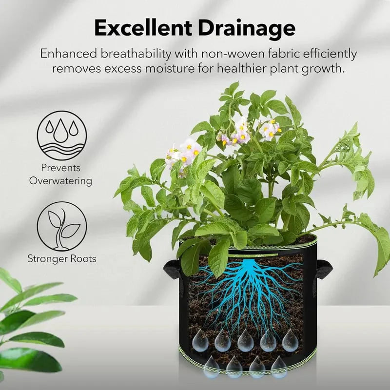 🌱 Heavy Duty Aeration Fabric Pots – Professional Grade Grow Bags with Handles for Vegetables, Flowers & Fruits -Bestseller
