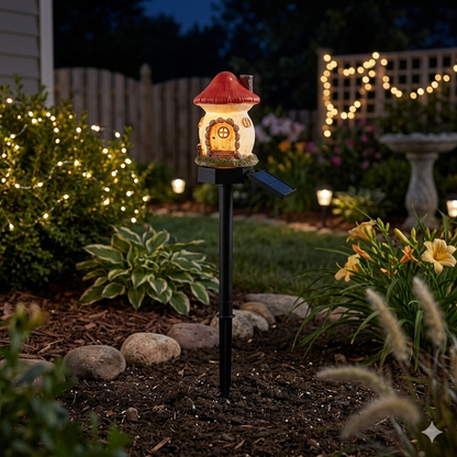 🍄✨ Turn Your Backyard Into An Enchanted Fairy Forest! Solar Mushroom Cottage Garden Light💥🛒-Elite