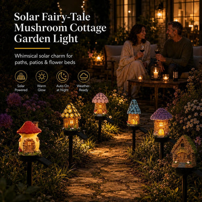 🍄✨ Turn Your Backyard Into An Enchanted Fairy Forest! Solar Mushroom Cottage Garden Light💥🛒-Elite